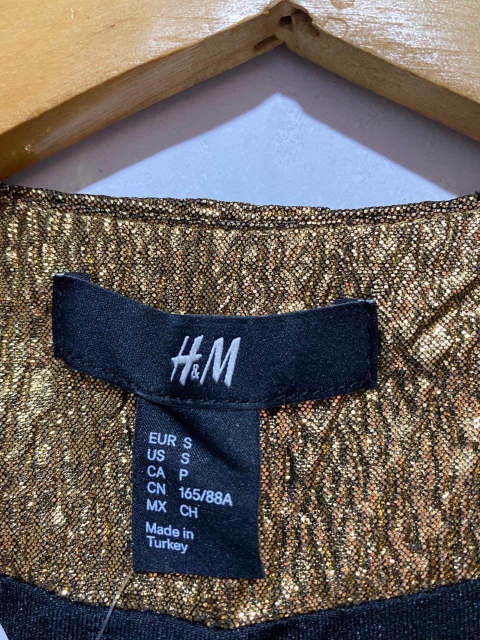 H&M|S/M|BUST 20| WOMENS GOLD CROPPED JACKET
