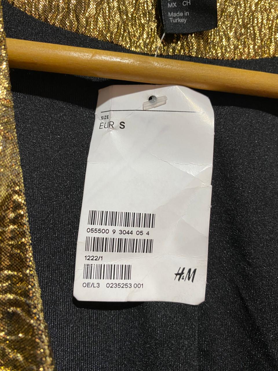 H&M|S/M|BUST 20| WOMENS GOLD CROPPED JACKET