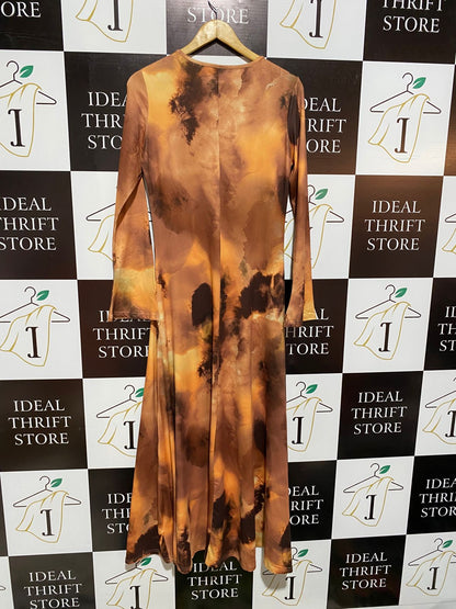 SHEIN|L| BUST 19|Long Sleeve Midi Dress In Orange Cow Print