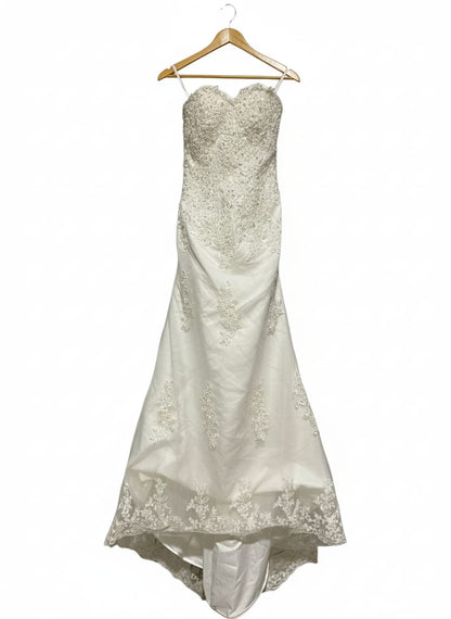 Strapless Lace and Satin Wedding Dress |SMALL|BUST 15