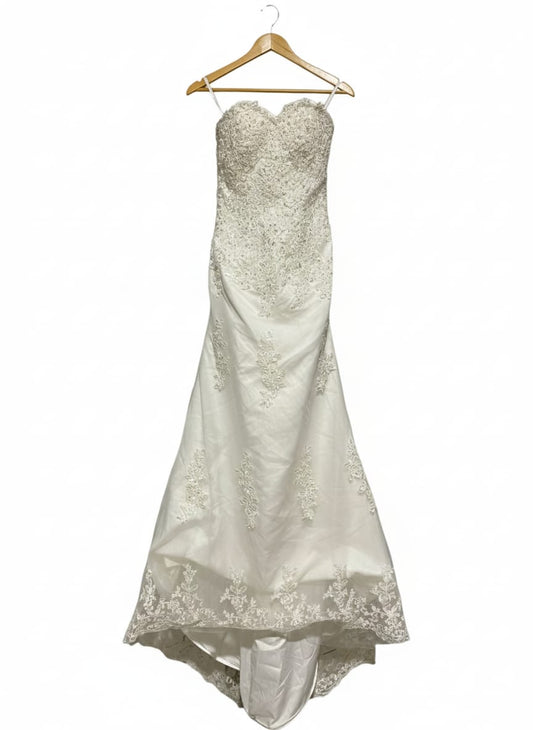 Strapless Lace and Satin Wedding Dress |SMALL|BUST 15