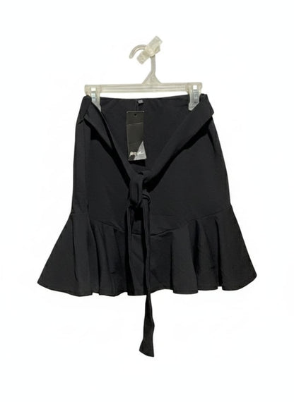 NASTY GAL|S|WAIST 24|Black Ruffle Mini Skirt with Belt