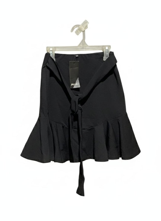NASTY GAL|S|WAIST 24|Black Ruffle Mini Skirt with Belt