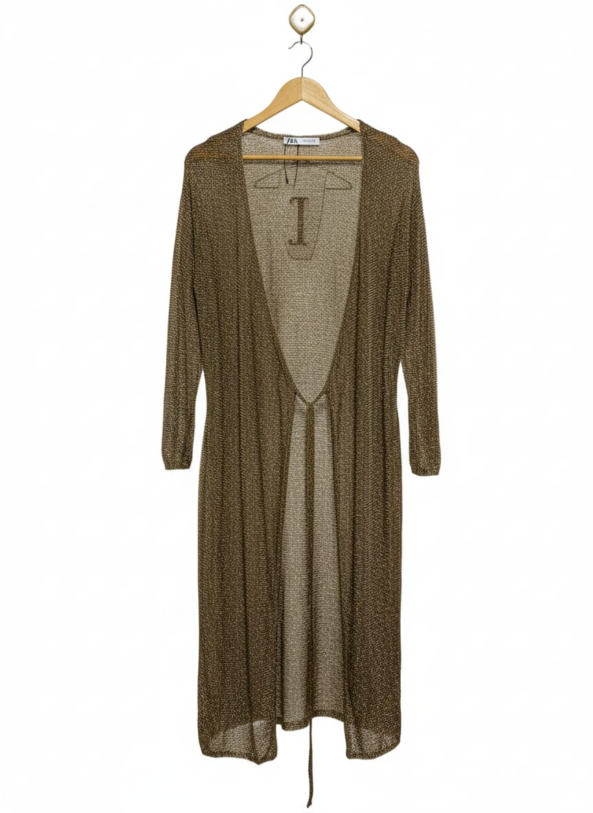 ZARA |S|BUST 16|Knit Coat With Shimmering Metallic Threads