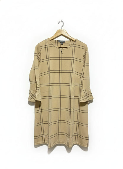 PRIMARK|L|BUST 20|Beige/Khaki Windowpane Plaid Tunic Dress