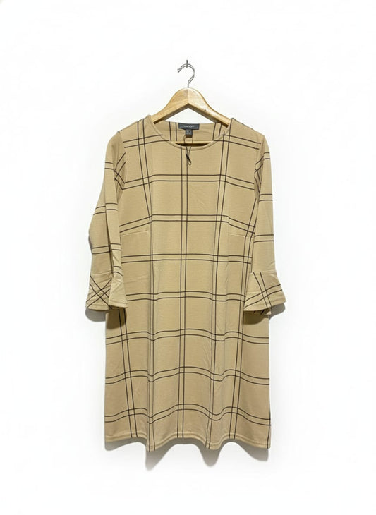 PRIMARK|L|BUST 20|Beige/Khaki Windowpane Plaid Tunic Dress