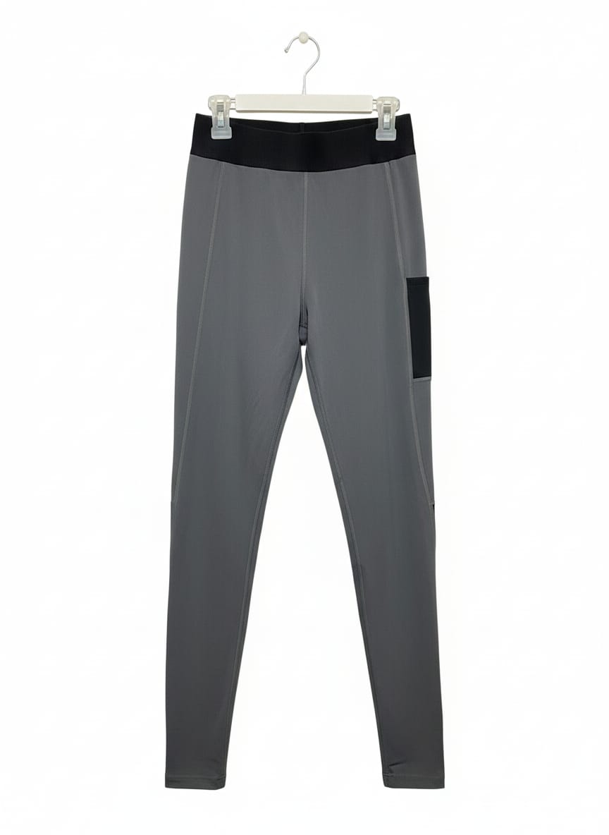 ADIDAS|S|WAIST 24|WOMEN'S GREY HIGH-WAISTED ATHLETIC LEGGINGS WITH SIDE POCKET