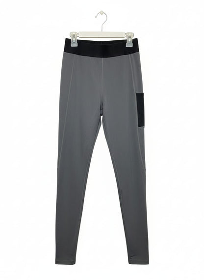 ADIDAS|S|WAIST 24|WOMEN'S GREY HIGH-WAISTED ATHLETIC LEGGINGS WITH SIDE POCKET