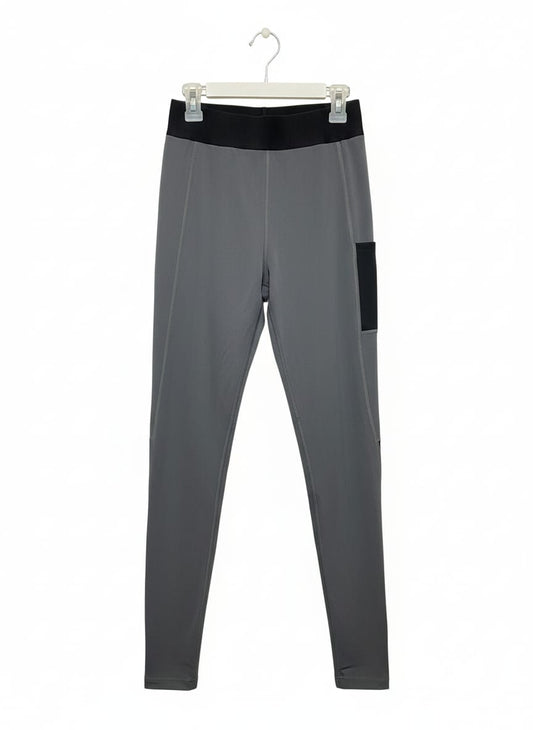 ADIDAS|S|WAIST 24|WOMEN'S GREY HIGH-WAISTED ATHLETIC LEGGINGS WITH SIDE POCKET