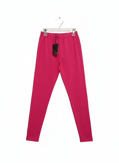 LEISURE CLUB|S|WAIST 20|GIRLS' HOT PINK SOLID ANKLE-LENGTH COTTON LEGGINGS