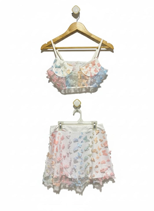 SHEIN|SMALL|LINEN DRESS WITH BUTTERFLY APPLIQUE DRESS