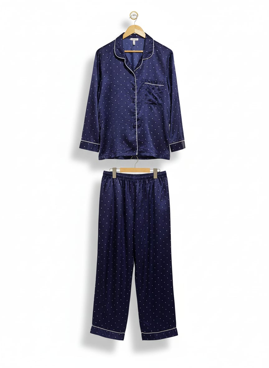CHLOE&LOLA|LARGE/XLARGE|SILK DIAMOND-PRINT PIPED PYJAMA SET