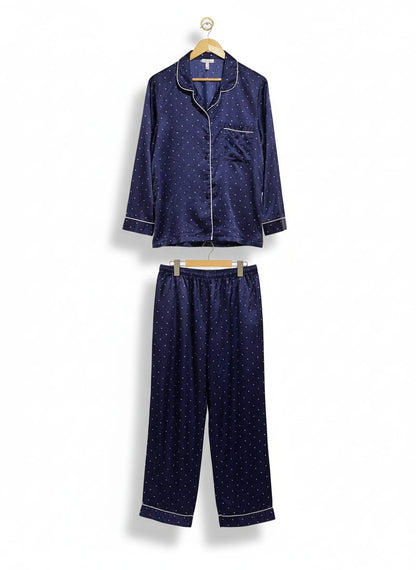 CHLOE&LOLA|LARGE/XLARGE|SILK DIAMOND-PRINT PIPED PYJAMA SET