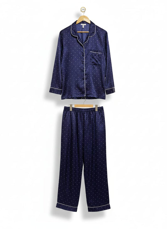 CHLOE&LOLA|LARGE/XLARGE|SILK DIAMOND-PRINT PIPED PYJAMA SET