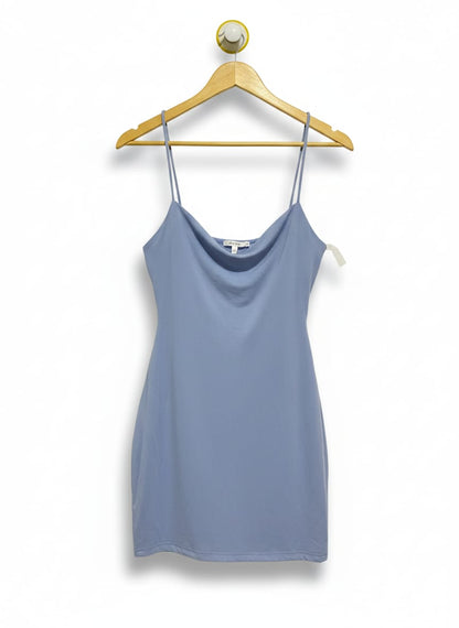 FASHION NOVA|L|BUST 14|LIGHT BLUE COWL NECK OPEN BACK MINI DRESS