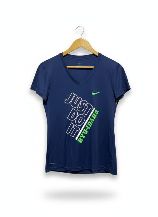 NIKE DRIFIT|S|BUST 18|BYU-Idaho "Just Do It" V-Neck T-Shirt
