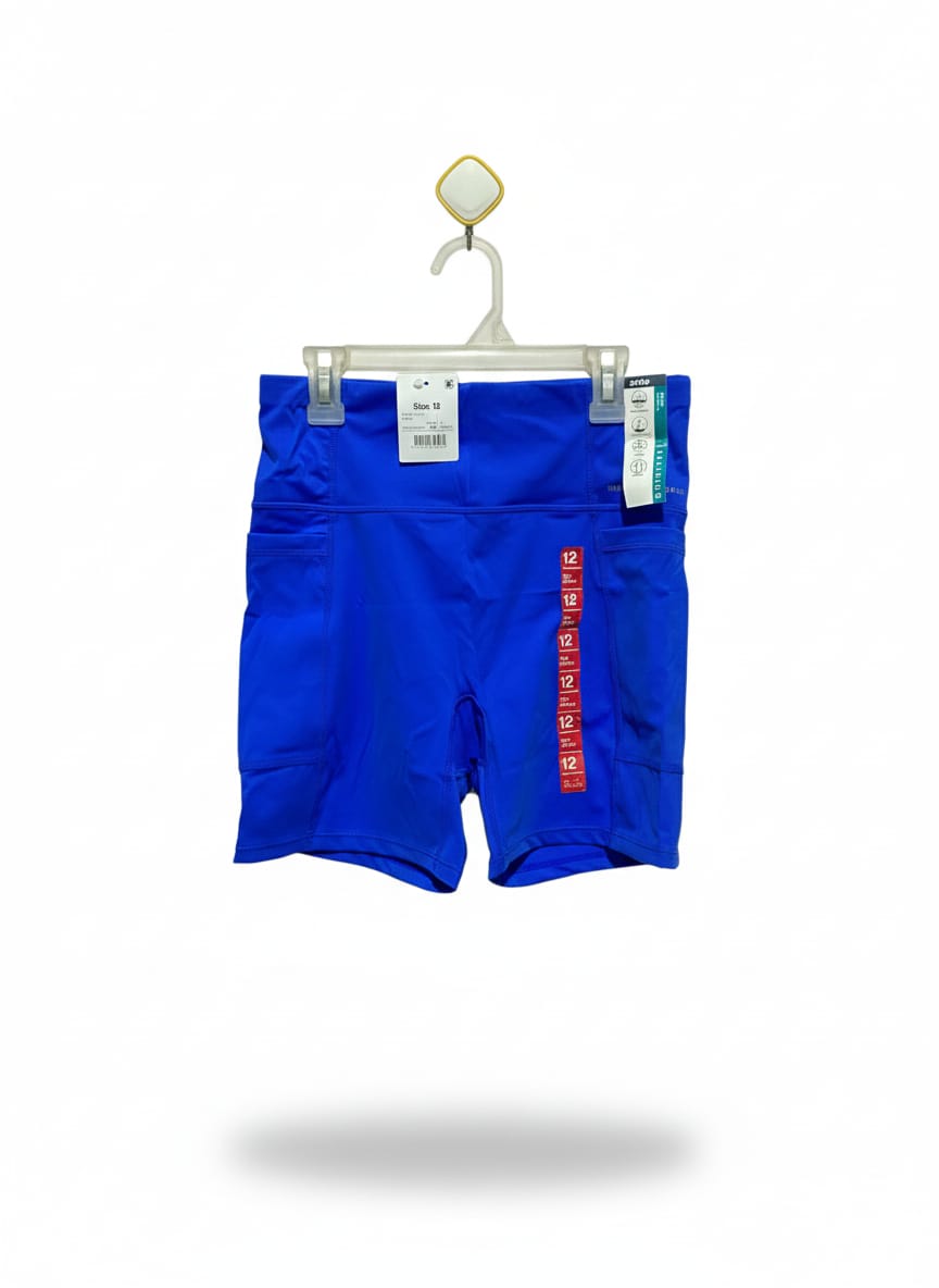 ANKO ACTIVE|M|WAIST 26|Girls' Pocket Bike Shorts in Blue