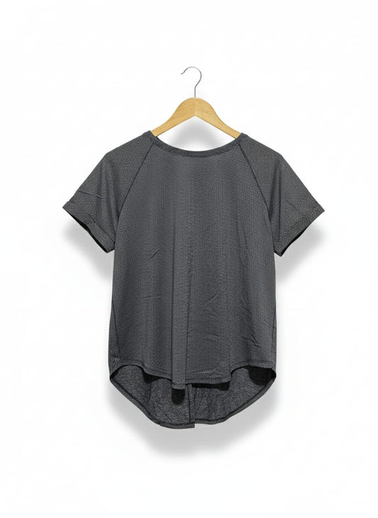 ATHLETIC WORKS|L|BUST 20|WOMEN'S ACTIVE DRAWSTRING TIE BACK SHORT SLEEVE T-SHIRT