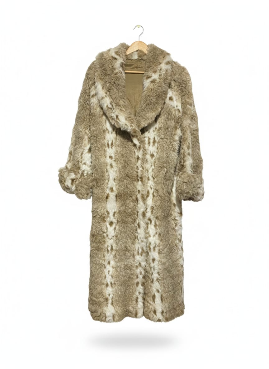 ACRYLIC|FREE SIZE| Vintage Long Faux Fur Coat