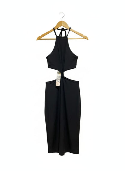 ALMOST FAMOUS| M |BUST 14|Black Halter Cut-Out Midi Dress