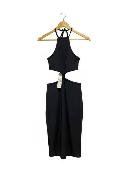ALMOST FAMOUS| M |BUST 14|Black Halter Cut-Out Midi Dress