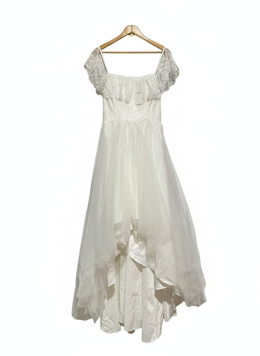 EVER PRETTY |M|BUST 17| Draped Sleeve A-Line Tulle Wedding Dress"