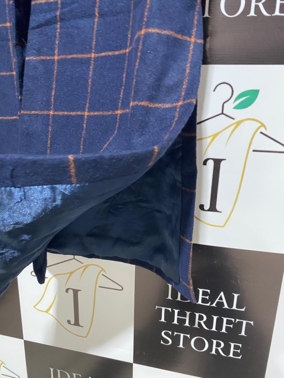 DOROTHY PERKINS|XS/S|BUST 18| NAVY CHECK DUSTER COAT