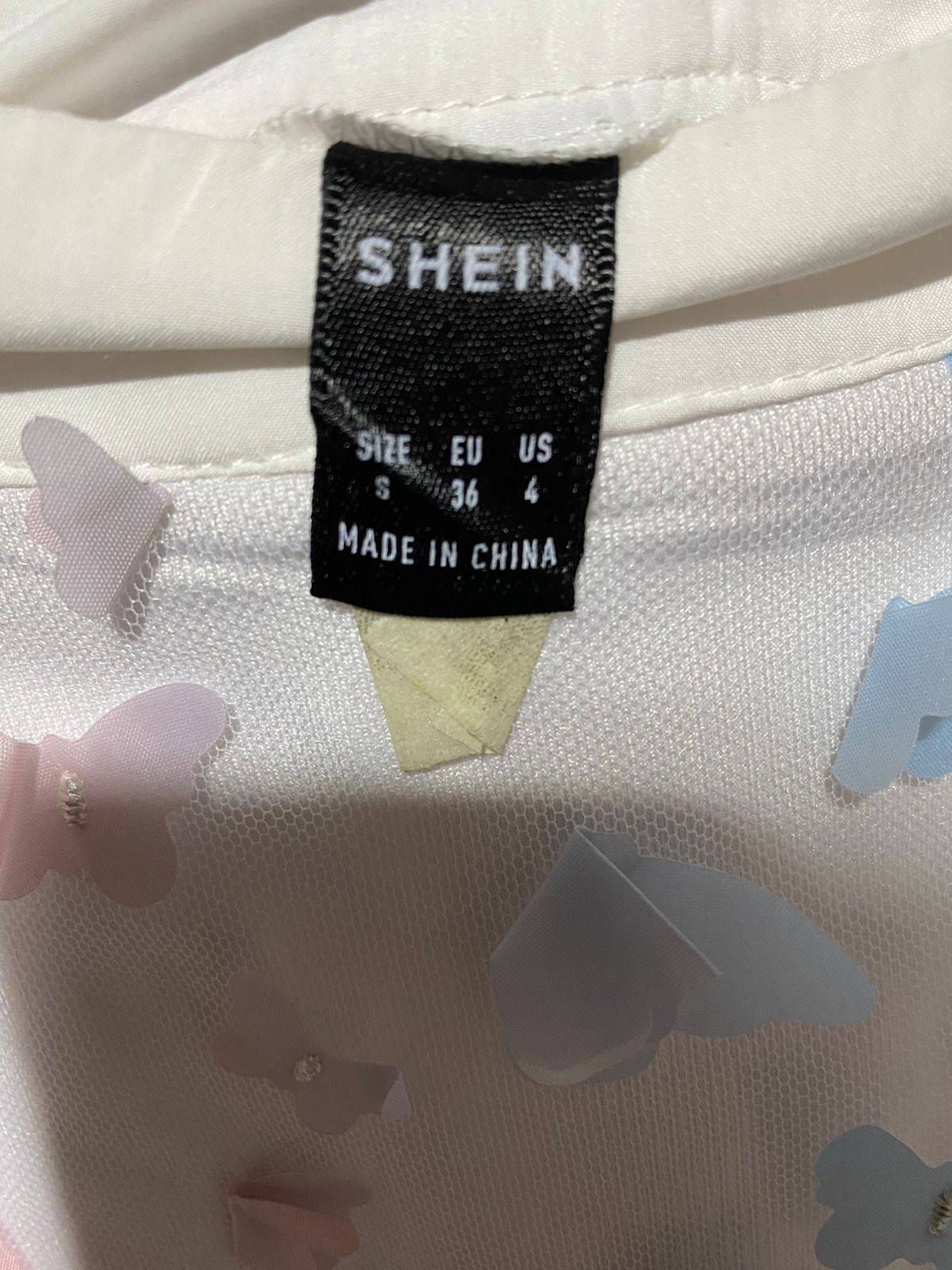 SHEIN|SMALL|LINEN DRESS WITH BUTTERFLY APPLIQUE DRESS