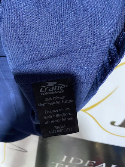 CRANE|L|BUST 20|Women's Blue T-Shirt With Mesh Sleeves