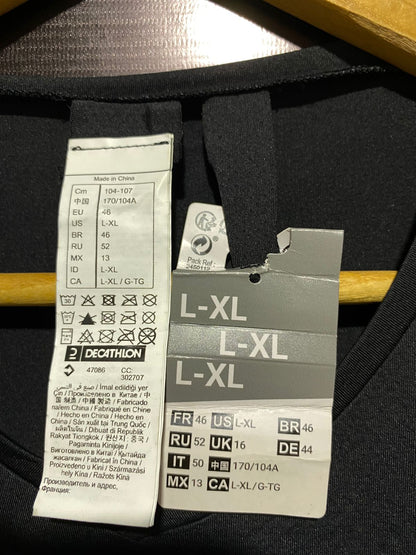 KALENJI|L/XL|BUST 20| Black V-Neck Running T-Shirt