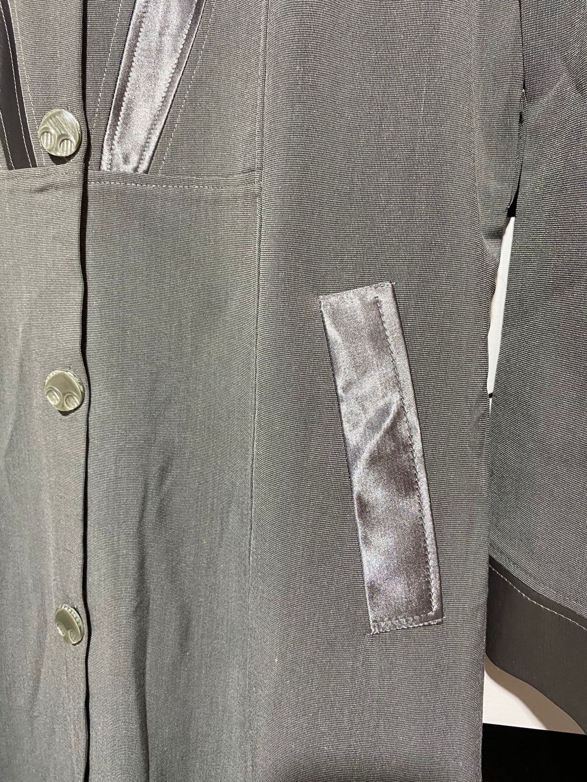 A.KISSA FASHION|XL|BUST 23| Grey Coat-Style Abaya or Long Maxi Dress With Satin