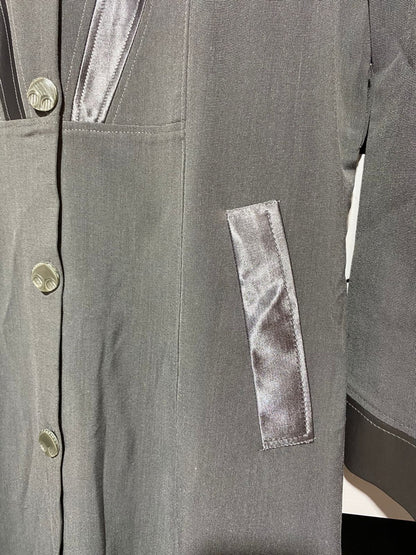 A.KISSA FASHION|XL|BUST 23| Grey Coat-Style Abaya or Long Maxi Dress With Satin