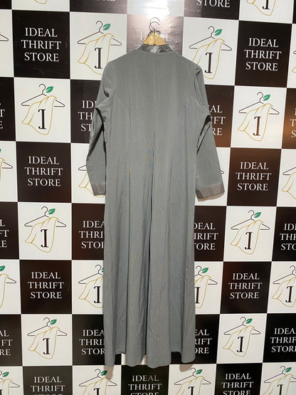 A.KISSA FASHION|XL|BUST 23| Grey Coat-Style Abaya or Long Maxi Dress With Satin