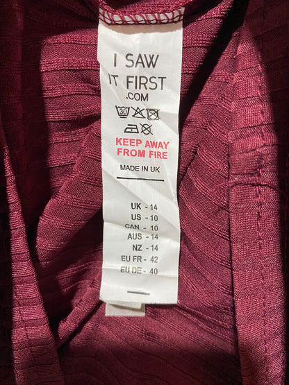 I SAW IT FIRST|L|BUST 17|  Burgundy Ribbed-Knit Turtleneck Midi Dress