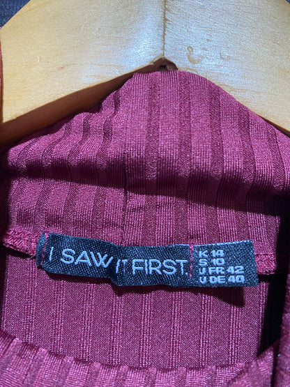 I SAW IT FIRST|L|BUST 17|  Burgundy Ribbed-Knit Turtleneck Midi Dress