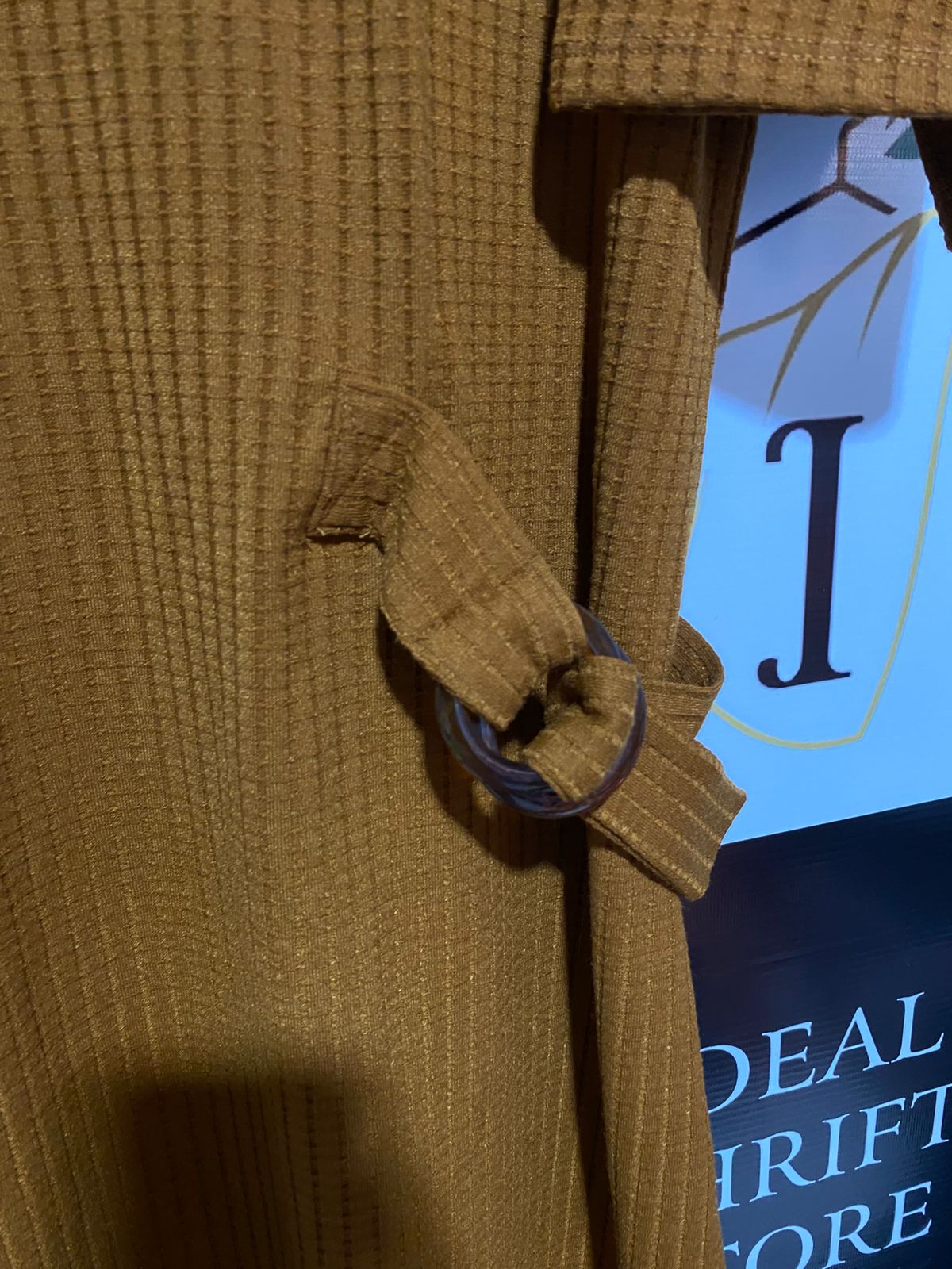 PAPAYA WOMAN|L/XL|BUST 23|Brown Belted Ribbed-Knit Midi Dress