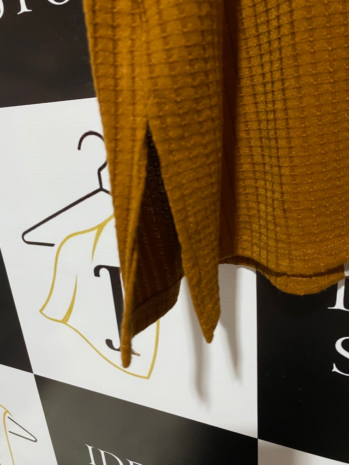 PAPAYA WOMAN|L/XL|BUST 23|Brown Belted Ribbed-Knit Midi Dress