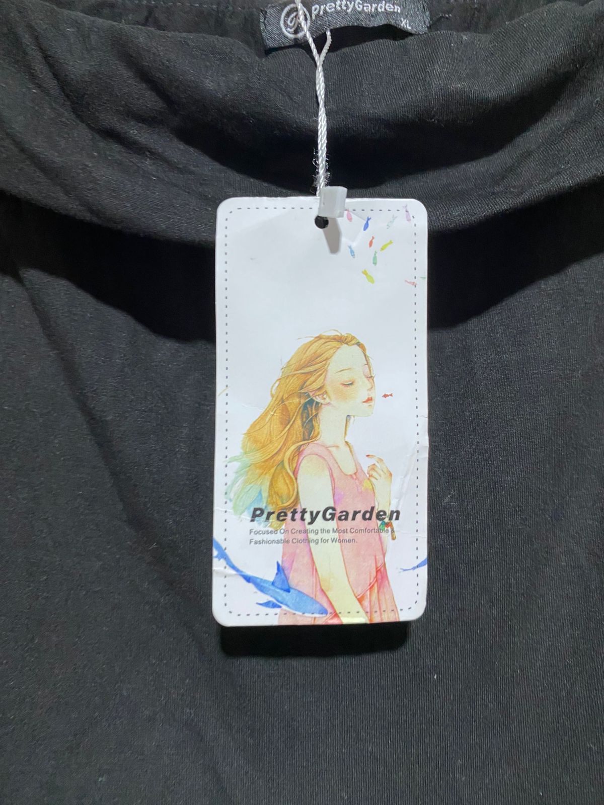 PRETTY GARDEN|XL|BUST |Black Off-the-Shoulder Bubble Hem Midi Dress