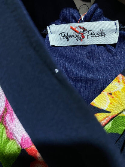 PERFECTLY PRISCILLA|M|L|BUST 19| Navy Blue Floral V-Neck Maxi Dress