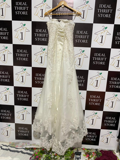 Strapless Lace and Satin Wedding Dress |SMALL|BUST 15