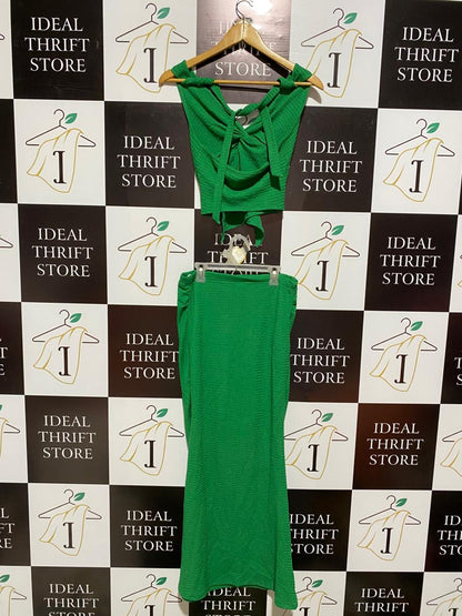 SHEIN |SMALL|Green Ribbed Knit Two-Piece Set