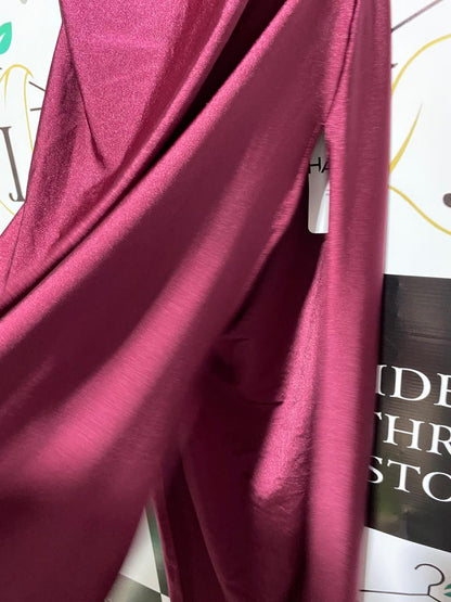 SHEIN HAUTE|M |BUST 15|Burgundy Cowl-Neck Open-Back Side-Slit Maxi Dress