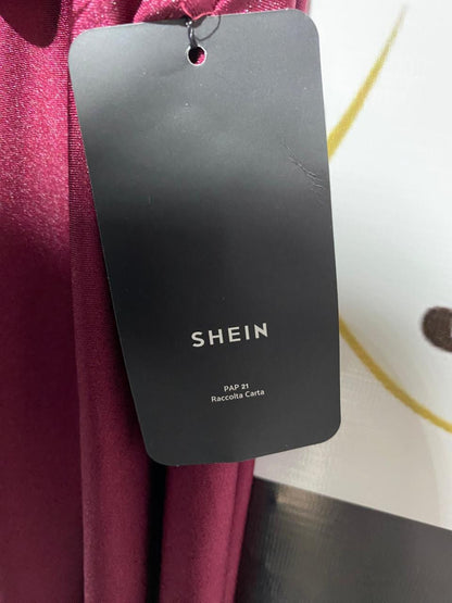 SHEIN HAUTE|M |BUST 15|Burgundy Cowl-Neck Open-Back Side-Slit Maxi Dress