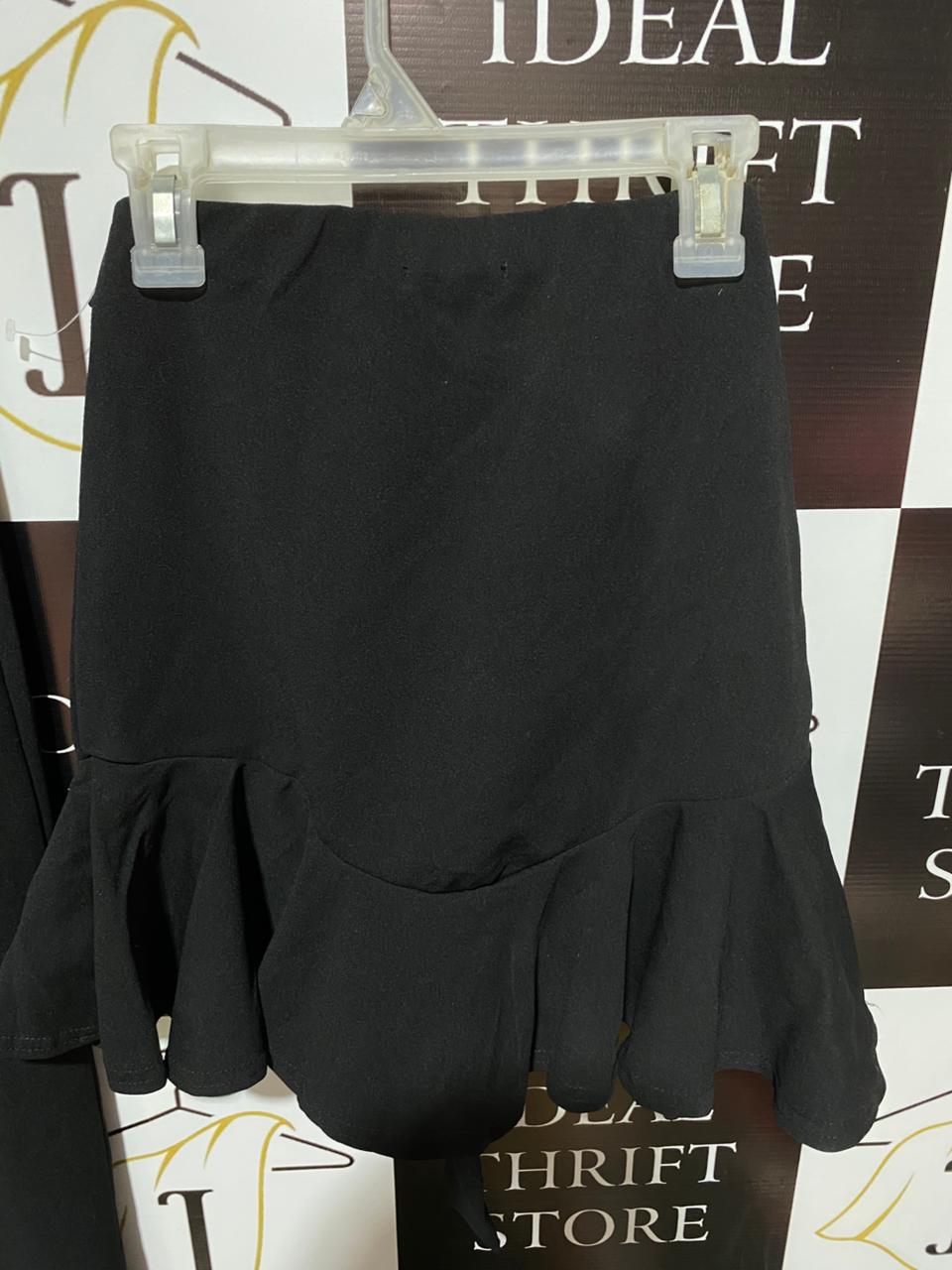 NASTY GAL|S|WAIST 24|Black Ruffle Mini Skirt with Belt