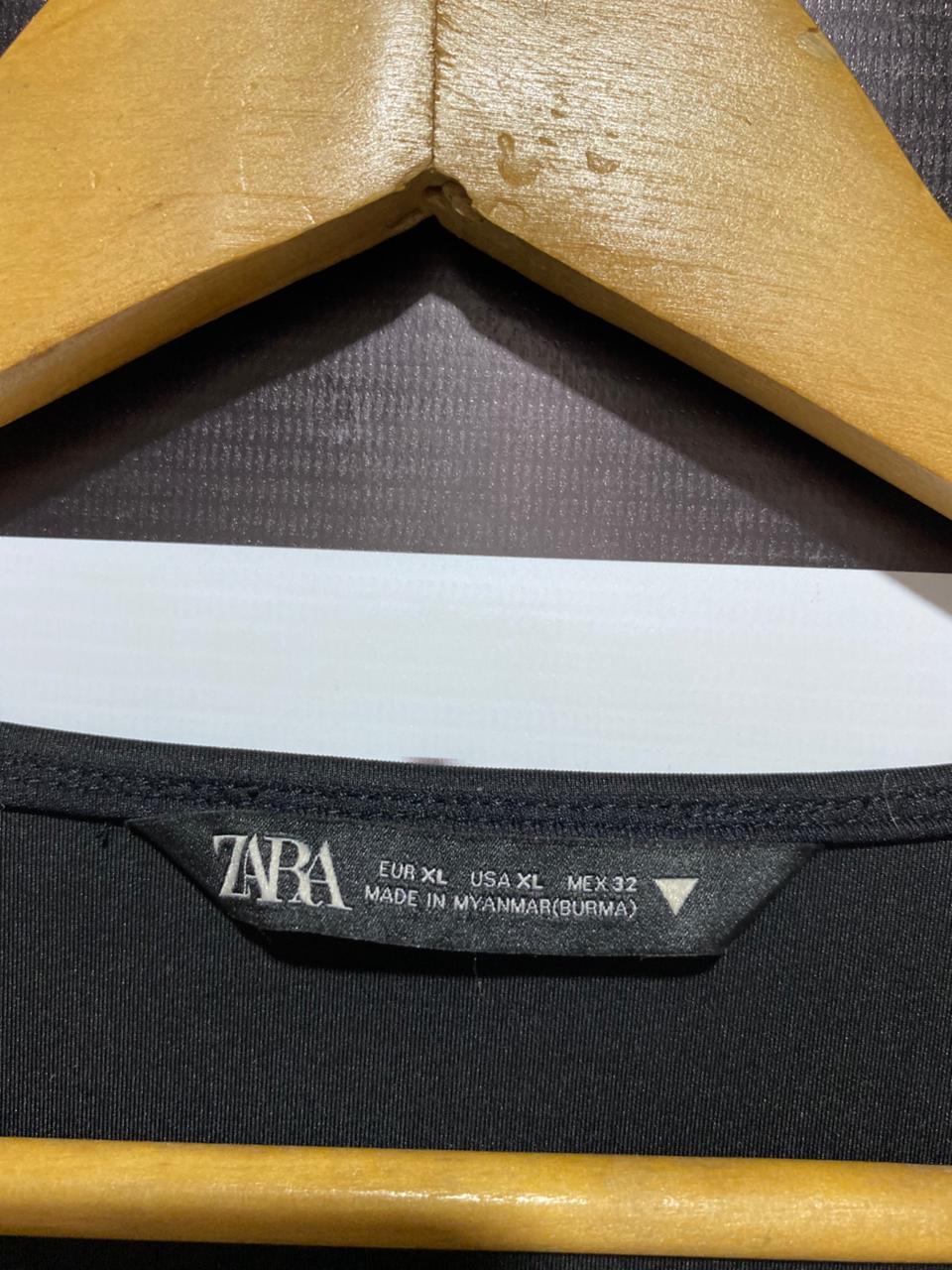 ZARA|XL|BUST 17|Black Satin-Effect Empire Waist Mini Dress