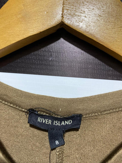 RIVER ISLAND|S/M|BUST 18|Olive Green Short Sleeve V-Neck T-Shirt Dress