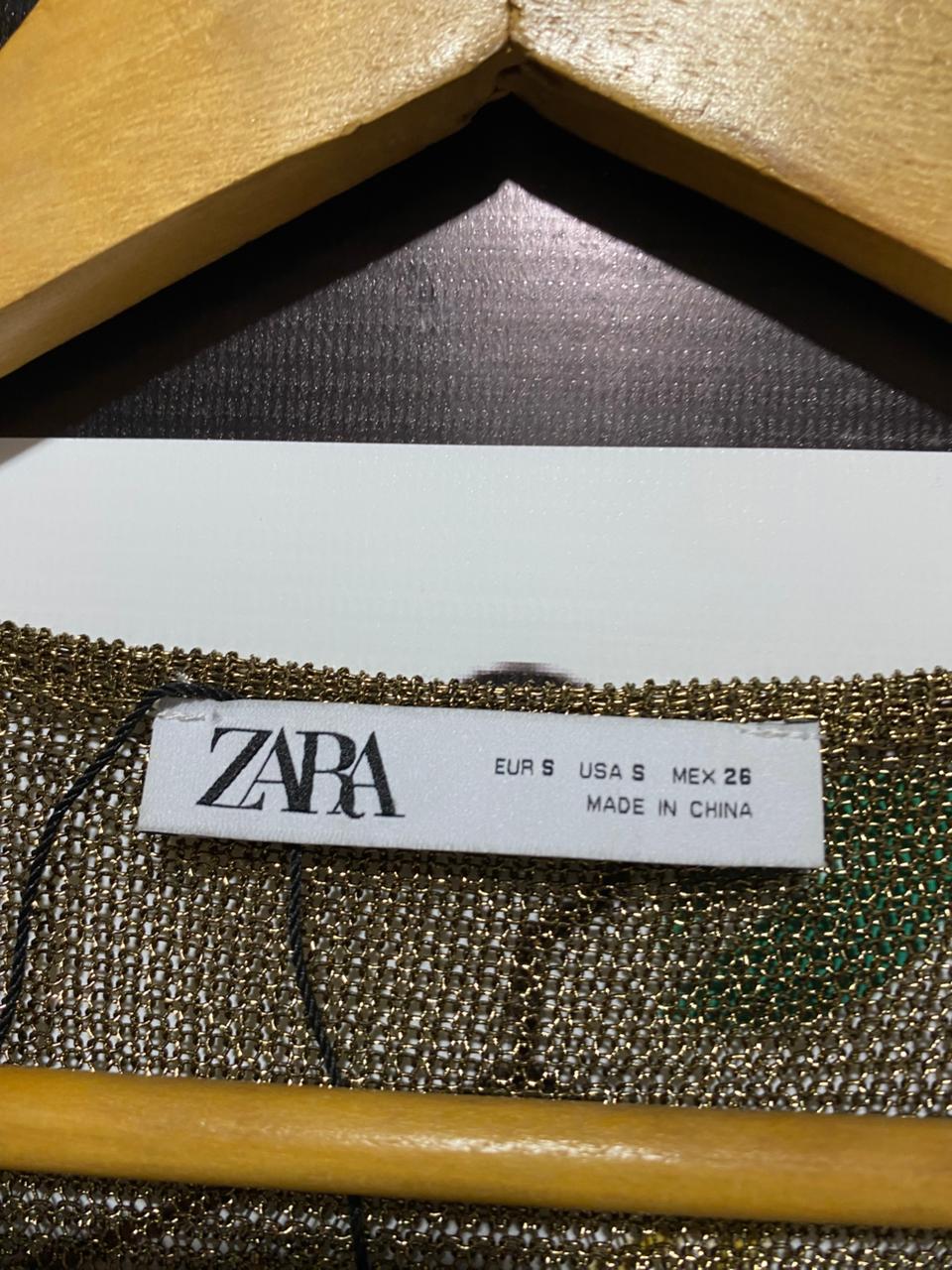 ZARA |S|BUST 16|Knit Coat With Shimmering Metallic Threads