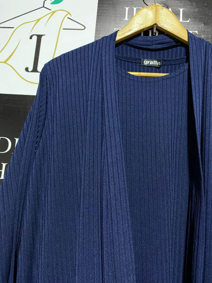 GRAFFIC |L/XL|NAVY BLUE RIBBED KNIT LOUNGEWEAR SET