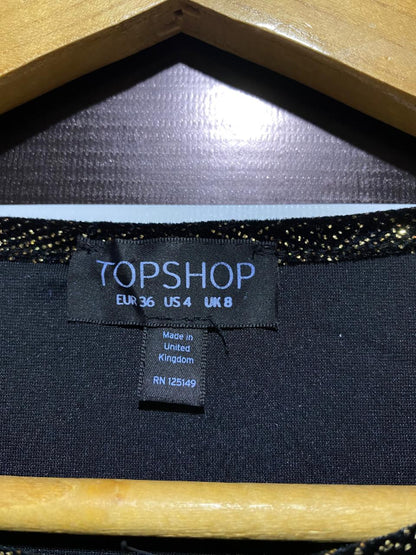 TOP SHOP |S|BUST 15|Star Glitter Black Gold Glitter Bodycon Dress
