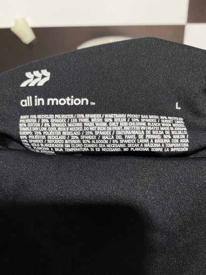 ALL IN MOTION |L|WAIST 30|WOMEN'S HIGH-RISE BLACK ACTIVEWEAR LEGGINGS WITH SIDE POCKETS